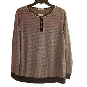 Ekouaer Women's Black/White Striped Soft Knit Pajama Top